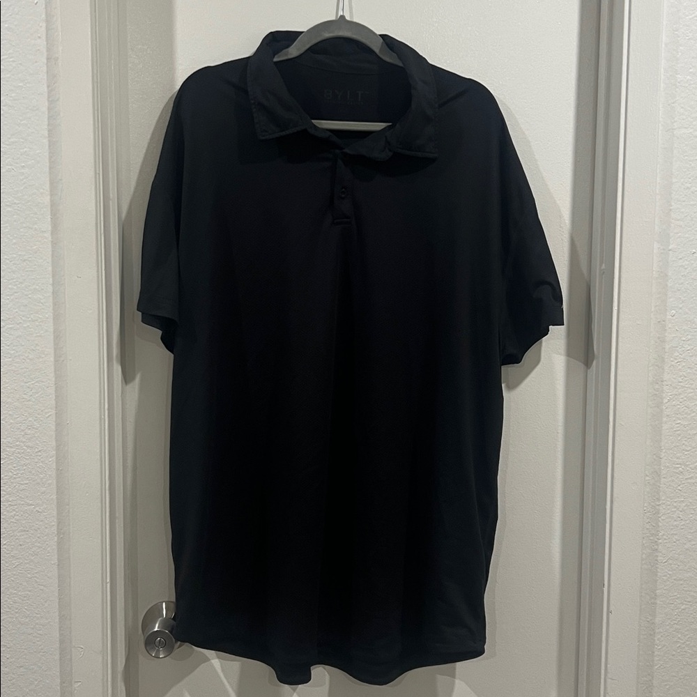 BYLT Basics Drop Cut Black Polo